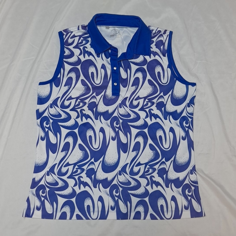 Monterey Club Dry Swing Sleeveless Purple Swirl Golf Polo Women's Large